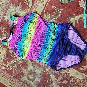 Robby Len colorful vibrant one piece swim